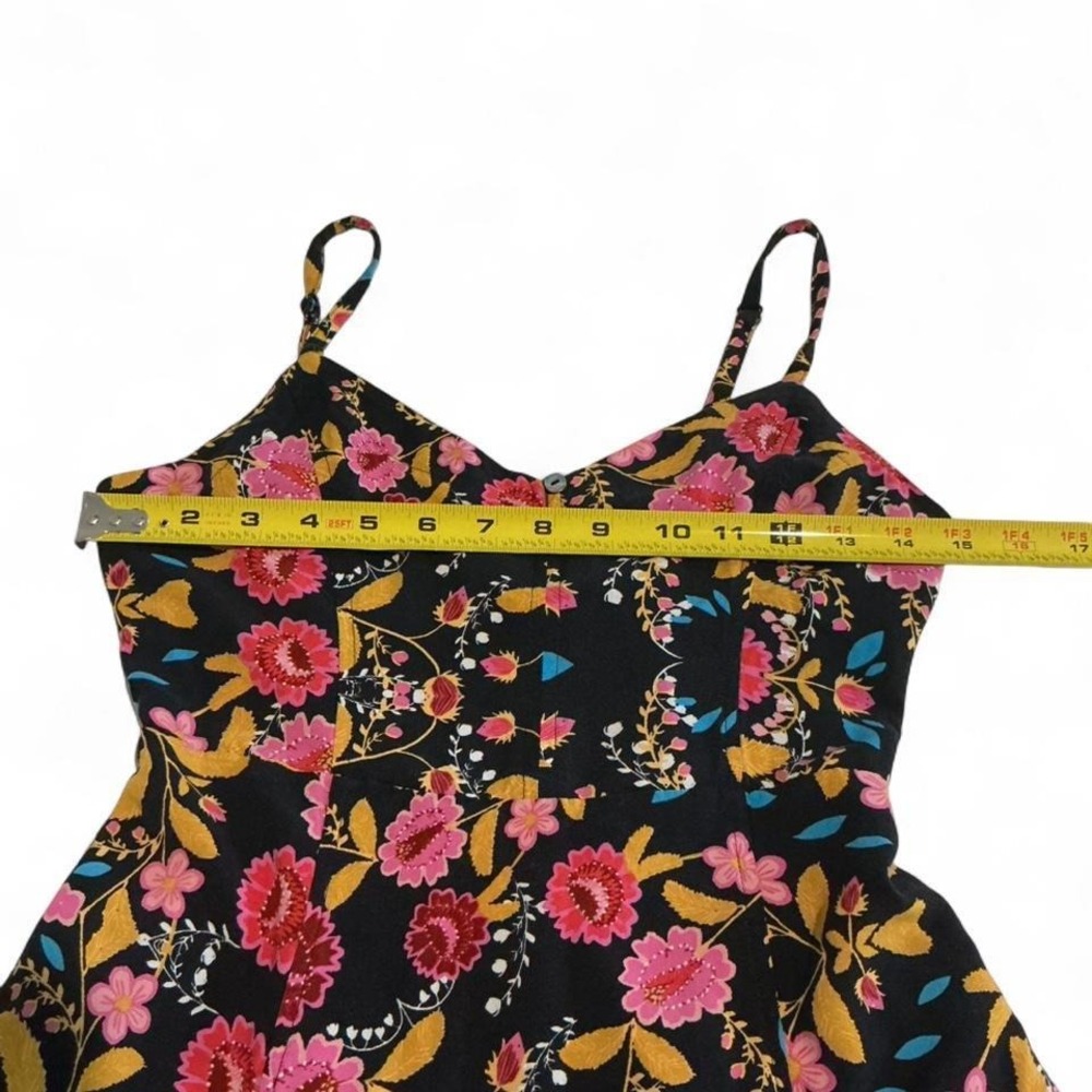 Express Floral Midi Dress Womens XS Black Pink Excellent Front Slit Sundress - Picture 3 of 8
